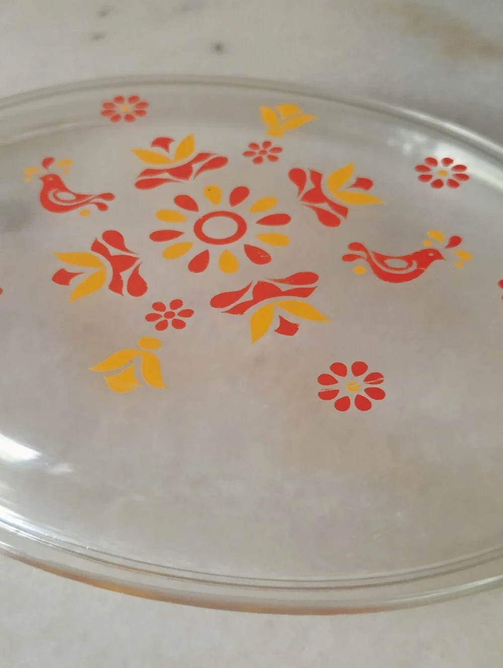 Vintage PYREX Friendship (Red Bird Friendship Birds) Oval Casserole Lid 945 C11